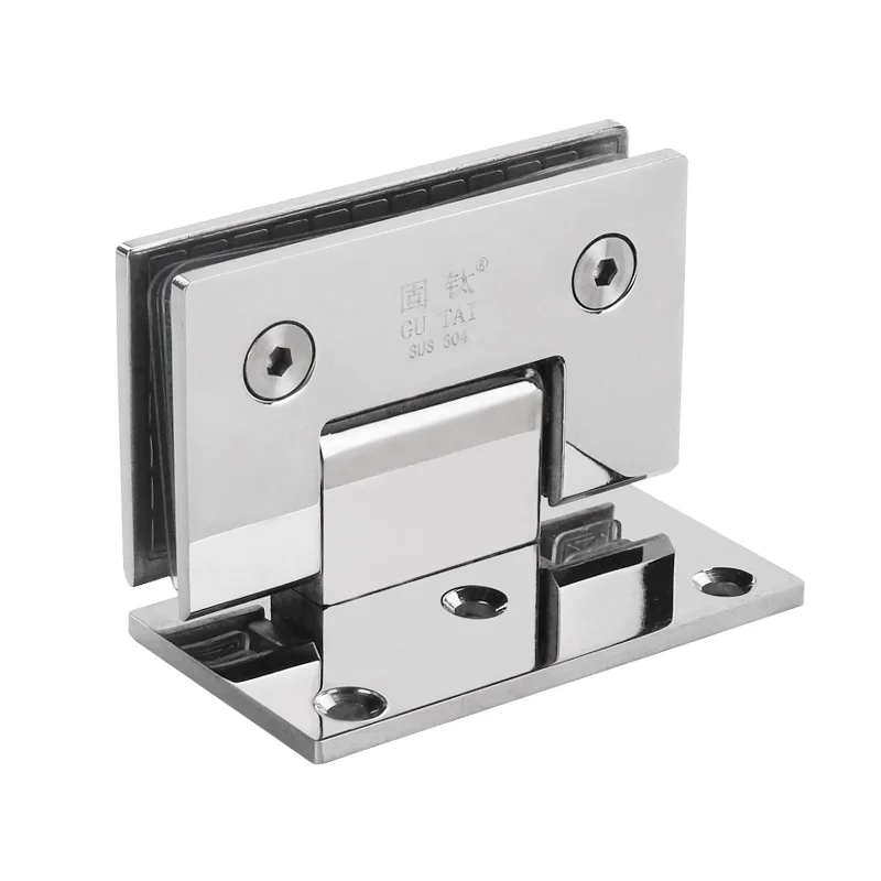 Glass Door Bathrooms Stainless Steel 304 Wall Mount Glass Shower Fixing Clip Chrome Door Hinge (90 Degrees is open) Stainless Steel Hinges Door Hinges