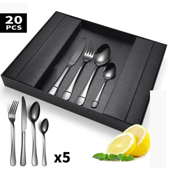 

16PCS Rose Gold Tableware Set Fork Spoon Knife 18/10 Stainless Steel Kitchen Cutlery Set Dinner Dinnerware Set Holiday Gift Box