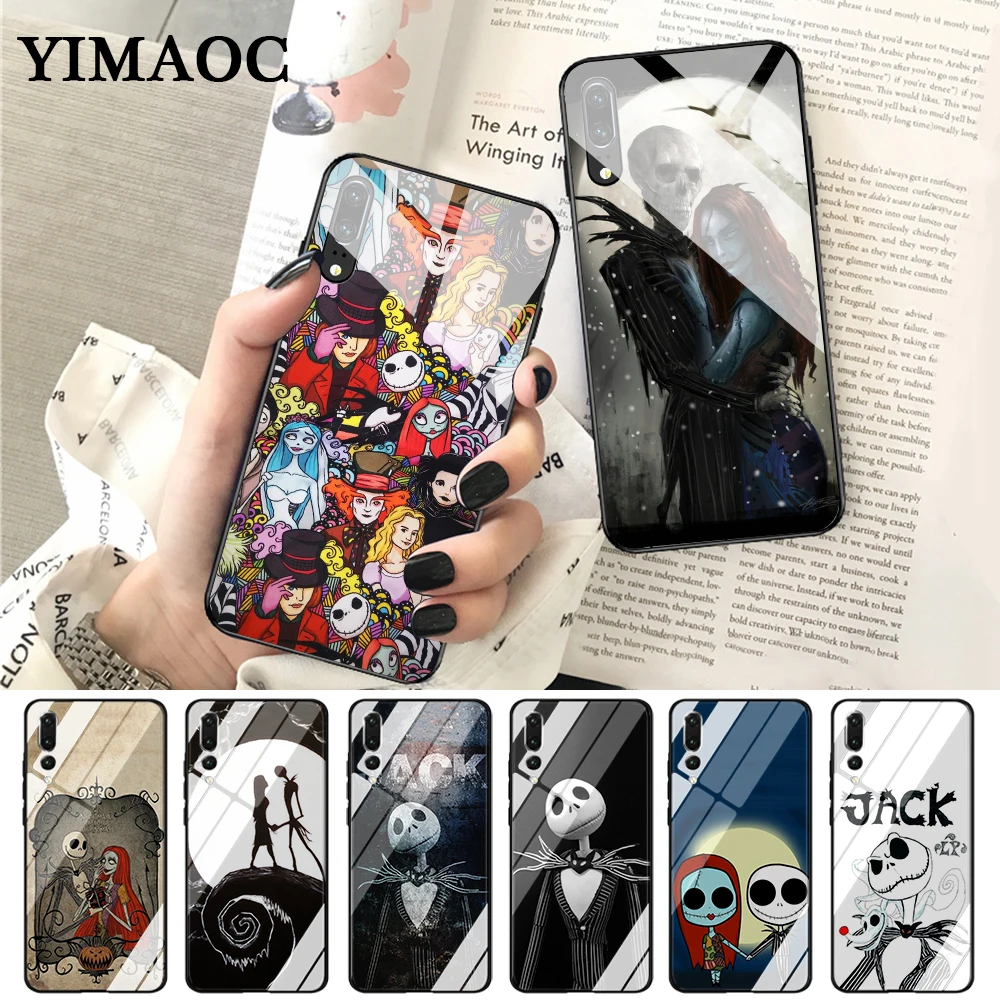 YIMAOC Jack Sally Before Christmas Glass Case for Huawei P10 lite P20 Pro P30 P Smart honor 7A 8X 9 10 Y6 Mate 20 |