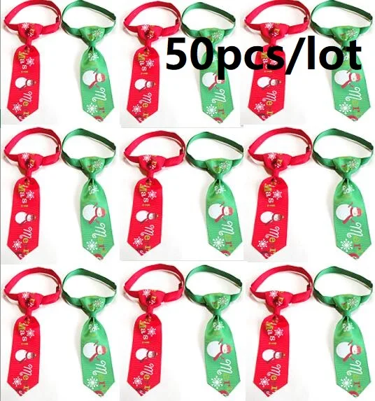 each color half 50 или 100 шт./лот, рождественские собачьи галстуки, Аксессуары для галстуков и кошек, товары для ухода за собакой на праздник, 2 цвета Y10901 - Color: each color half