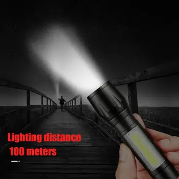 

T6 COB Mini LED Flashlight USB Rechargeable Telescopic Waterproof Torch Light Zoom Stylish Portable Suit for Night Lighting