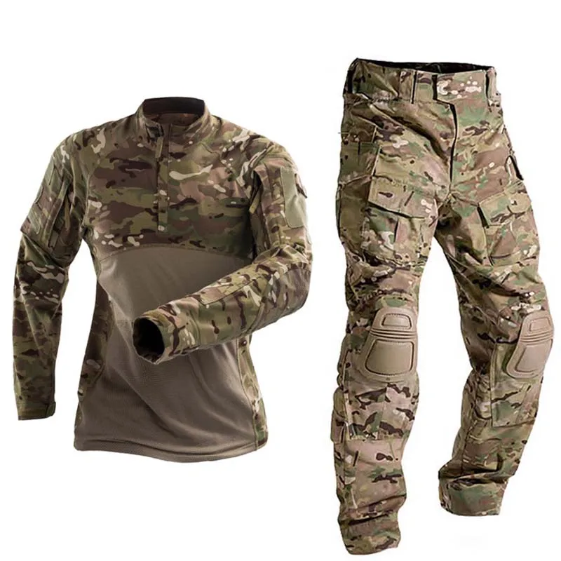 Uniforme militar de combate táctico, ropa del ejército estadounidense, Tops Tatico, Airsoft, multicámara, Camuflaje, caza, pantalones, coderas/rodilla