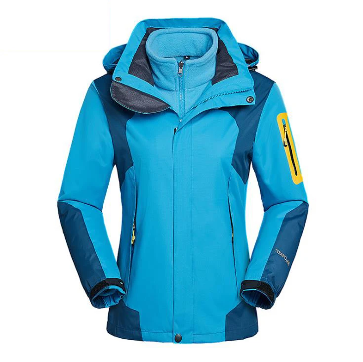 Women Blue 5XL Женская и мужская осенне-зимняя теплая одежда водонепроницаемая Лыжная походная куртка 3 в 1 треккинговые ветрозащитные для восхождения пальто - Цвет: Women Blue