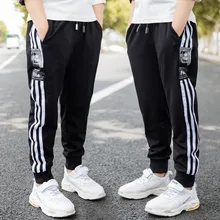 Весенние новые стильные тонкие штаны для больших детей, спортивные штаны больших размеров, повседневные брюки больших размеров, свободные штаны для мальчиков