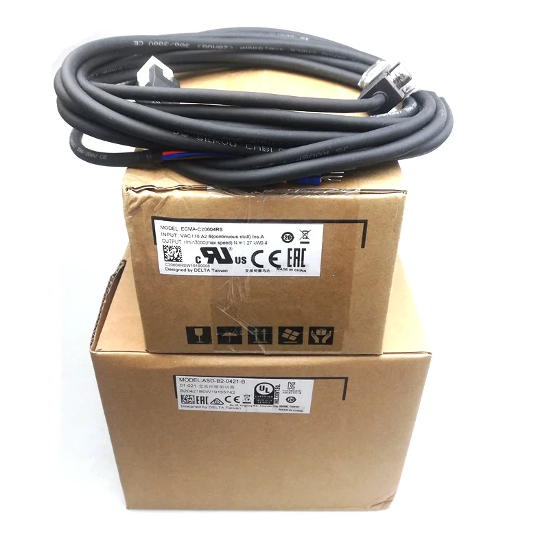 Delta ECMA-C20604RS+ ASD-B2-0421-B DELTA 0,4 кВт 3000 об/мин 1,27 Н. М ASDA-B2 серводвигатель переменного тока комплекты с 3 м силовым и кодовым кабелем