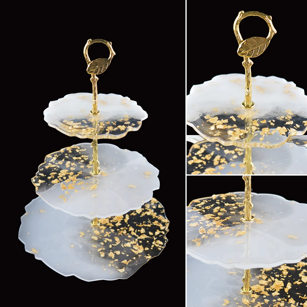 

3 Pcs DIY Three Layer Fruit Tray Epoxy Resin Mold Multiple Sets Selection Tea Tray Silica Gel Mold Crystal Table Tray Resin Mold