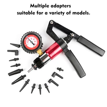 

Car Auto Hand Held Vacuum Pressure Pump Brake Bleeder Adaptor Fluid Reservoir Tester Vacuum Bleeding Test Kits 2 in 1 Tool Kit
