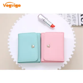 

VOGVIGO Women ID Card Holders Foldable PU Leather Wallet Crown Decoratived Lady Wallets Mini Money Purses Hasp Female Coin Bags