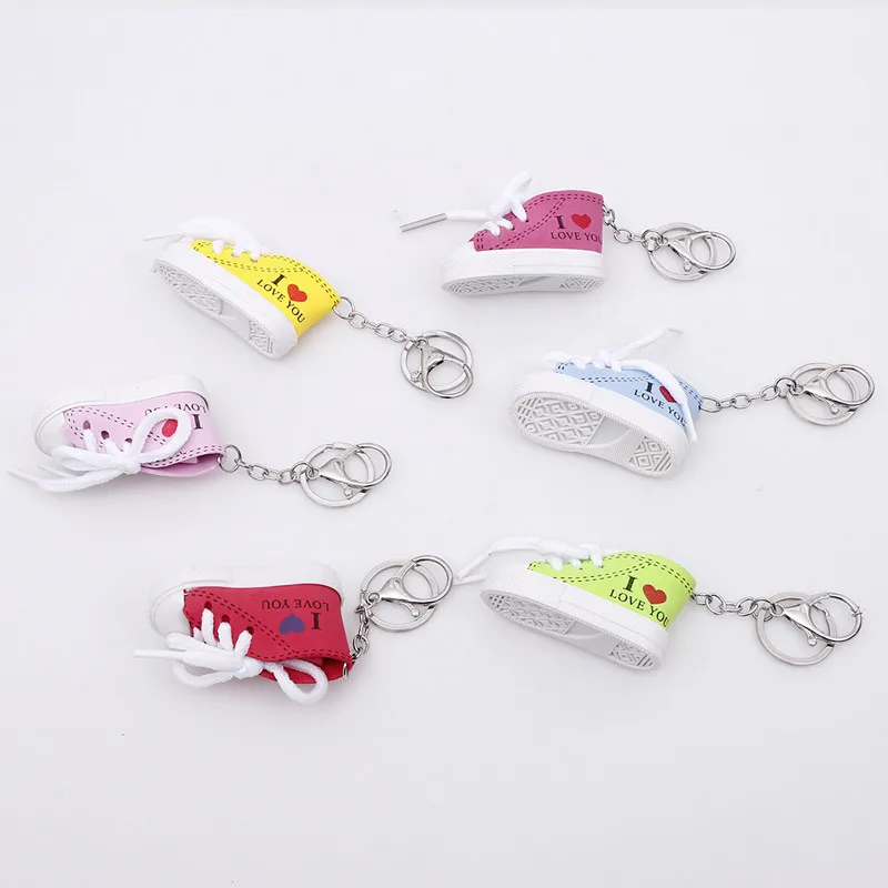 

TEH Cute Sports Shoes Keychains Creative English Letters Couple Key Rings Key Holder Trendy Jewelry Bag Accessories Party Gifts