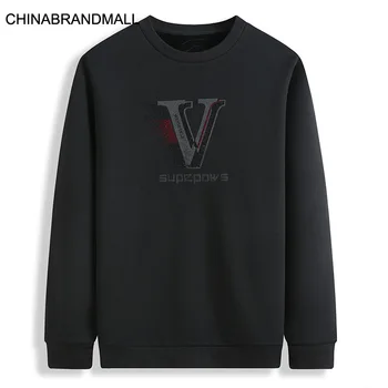 

Super Male Winter Style Round Neck Plus Velvet Sweater Fat Man Plus Fat Plus Size Loose Leisure Black Backing Long Sleeve T