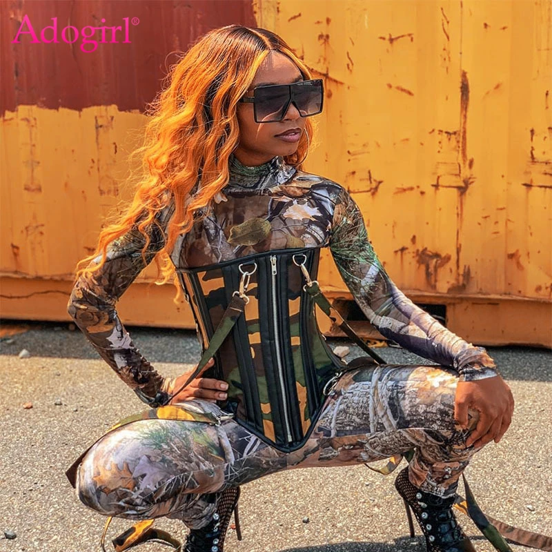 Женские корсеты Adogirl с камуфляжным принтом на шнуровке молнии | Женская одежда
