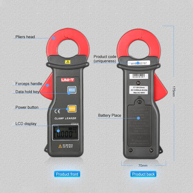 UT251A/UT251C Высокая чувствительность ток утечки клещи для тестирования переменного тока Ток утечки бытовая техника