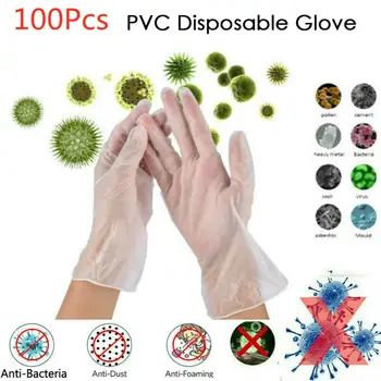 

100pcs Disposable Transparent PVC Glove Cosmetic Tattoo Labor Protection Gloves