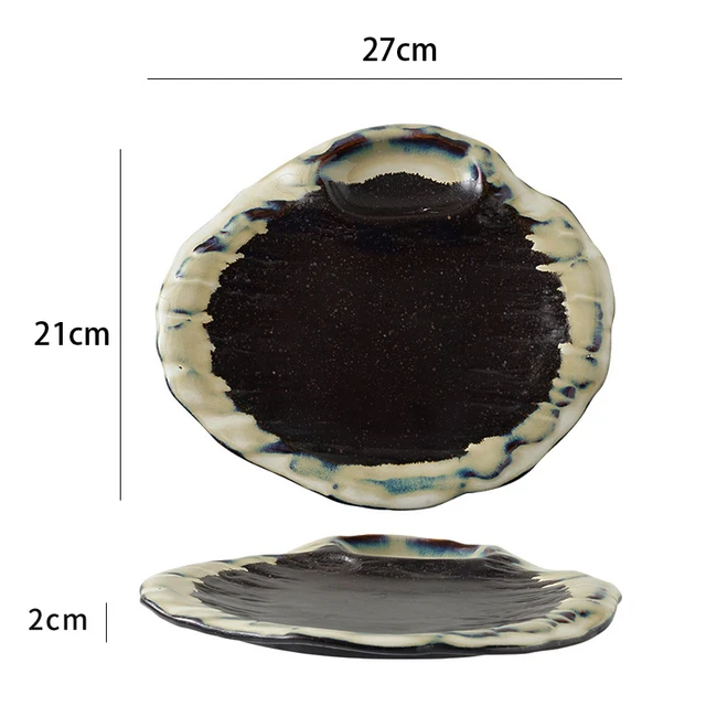 Japanese Sushi Plate Retro Personality Ceramics Steak Plate Creative Western Steak Dinner Plates Restaurant Tableware DA60PZ 11 inch