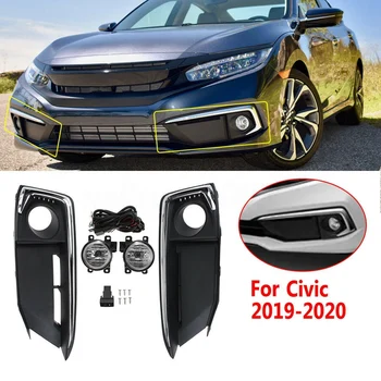 

Car Front Fog Lights Bumper Daytime Running Turn Signal Lamps Cover Grille Bezel Harness Switch Kits for Honda Civic 2019 2020