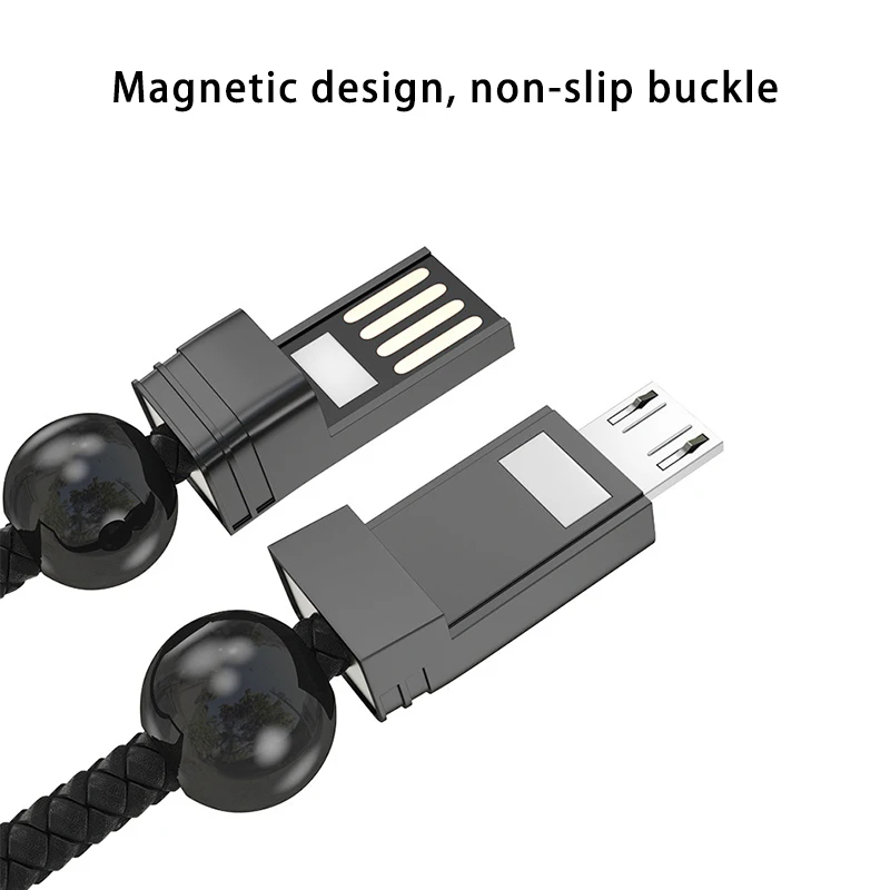 Смарт ювелирные изделия из бисера браслет с USB зарядки Зарядное устройство кабель для передачи данных для samsung для huawei Тип-C/Micro USB ручной вязки браслет