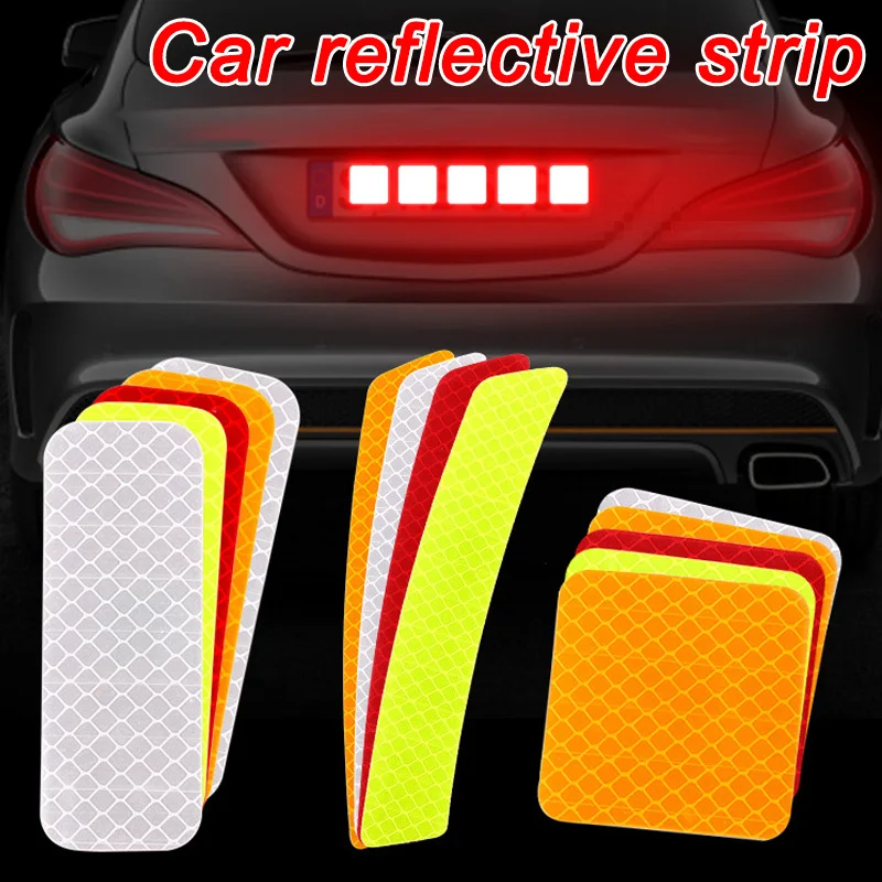 

10pcs Car Reflective Stickers Car Door Wheel Eyebrow Sticker Decal Warning Tape Safety Mark Reflective Strips 4 Colors NCM