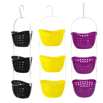 

3-Tier Plastic Basket Shower Caddy Hanging Rack Tidy Shelf Organiser Storage, Purple