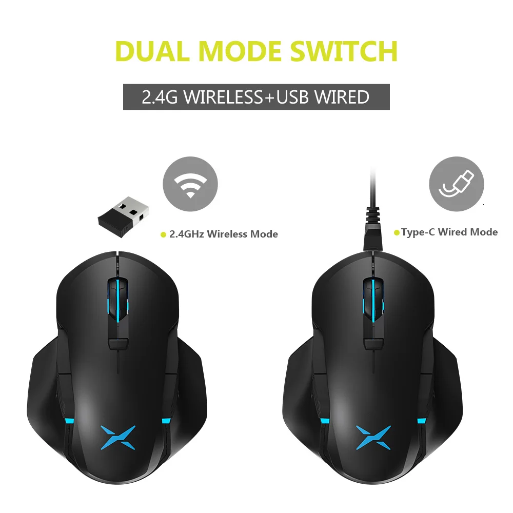 Delux M627 PMW3389 сенсор Проводная+ беспроводная RGB игровая мышь 16000 dpi 8 кнопок левая и правая рука мыши с DIY боковые крылья