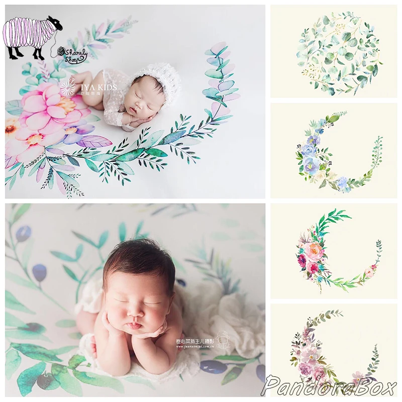 Newborn Photography Bean Bag Stretch Watercolor Backdrops Blanket Infant Baby Photo Shoot Studio Posing Floral Background Prop