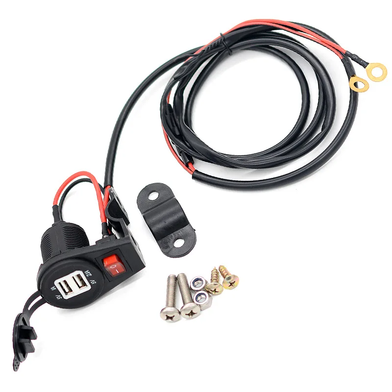 

Universal Car Cigarette Lighter White Core Dual USB with Switch 3.1A Power Adapter Scooter Mobile Phone Charger 12V-24V