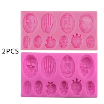

2PCS Skull Hand Halloween Silicone Mold Fondant Cake Decorating Tools Chocolate Candy Gumpaste Molds