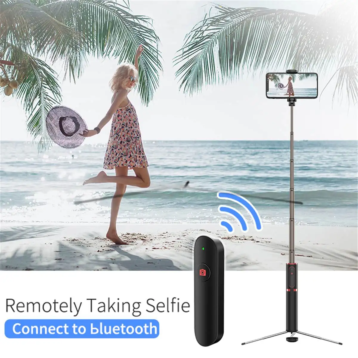 Алюминиевый bluetooth селфи палка портативный ручной умный Штатив для телефона, фотокамеры с беспроводным пультом дистанционного управления для iPhone samsung huawei Android