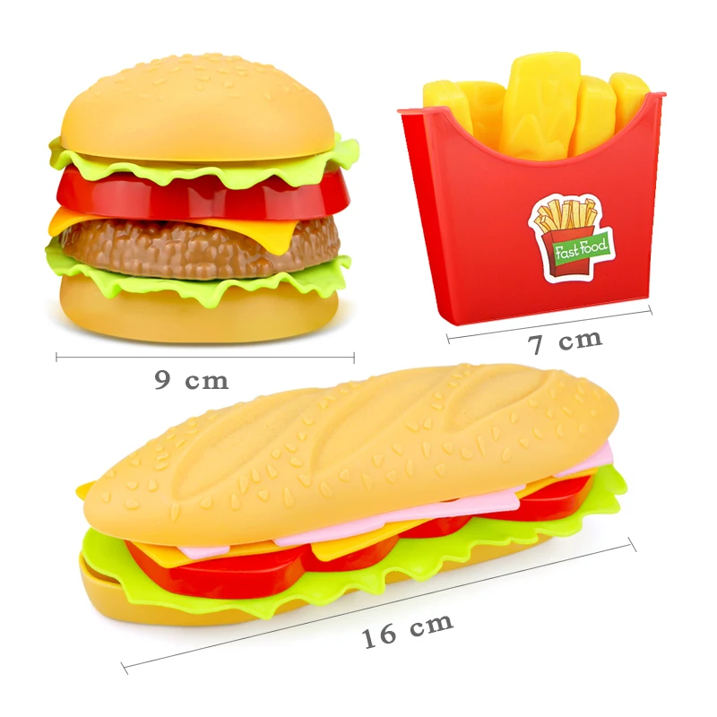 Children Simulation Kitchen Food Toys Pretend Play Hamburger Hotdog French Fries