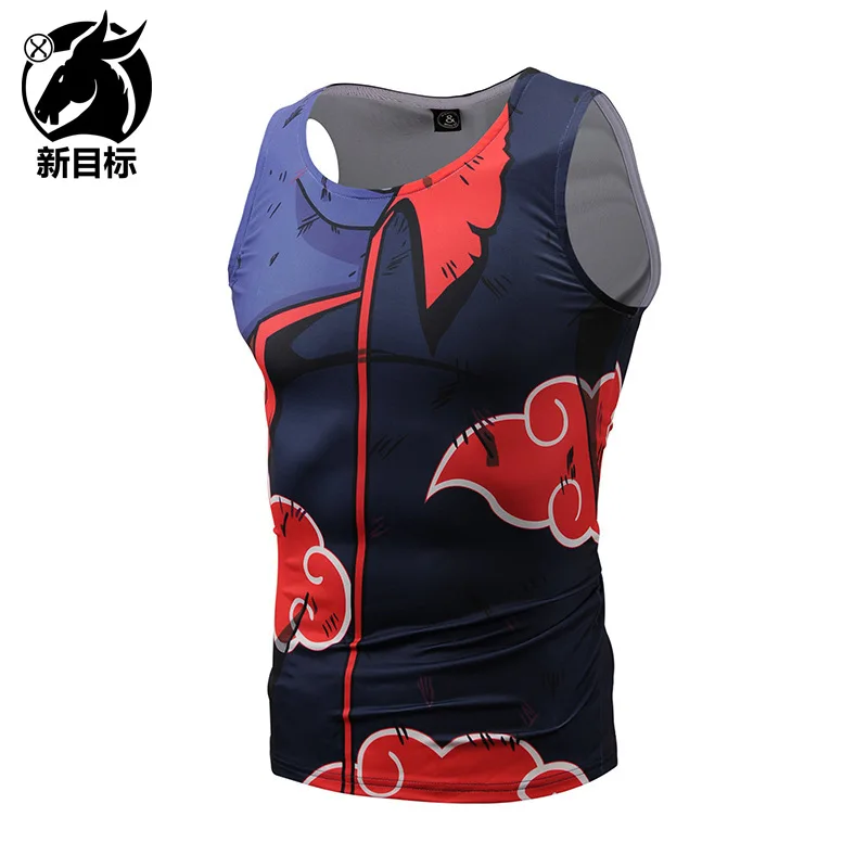 Amazon Summer MEN'S Vest 3D Printed Anime Naruto Sleeveless Sports Fitness Base Waistcoat