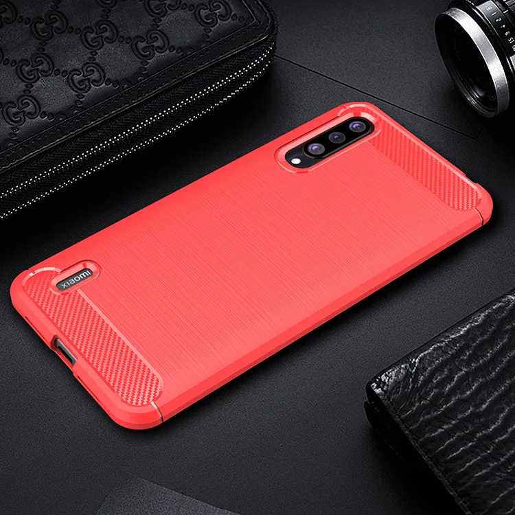red Xiaomi 9 lite Pro 8 SE CC9 E A3 бронированный чехол Redmi K20 Note 7 6 5 противоударный чехол-накладка из углеродного волокна TPU противоударный чехол - Цвет: red