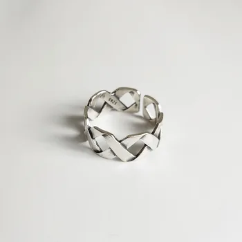 

S925 Sterling pure silver retro made old cross ring Japanese and Korean ins ring index finger Open Design Adjustable Ring