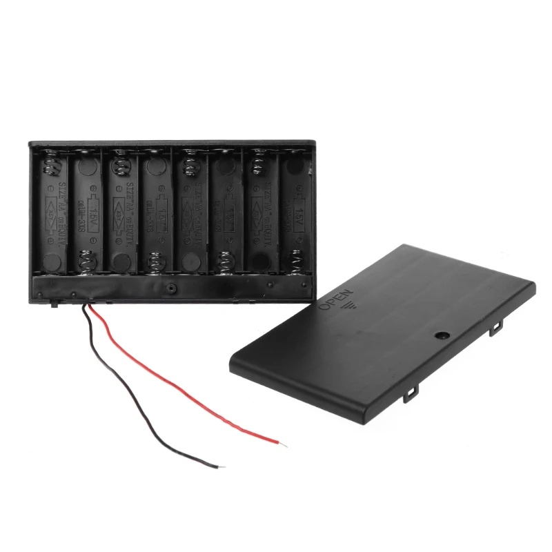 New DIY Box Holder Case With Cover ON/OFF Switch Wire For 8x 1.5V AA Battery DC 12V |