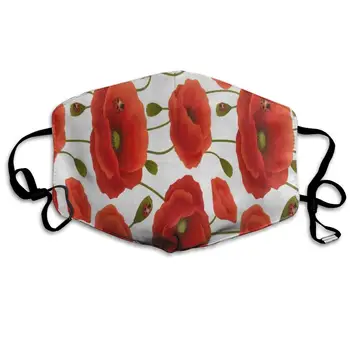 

Beautiful Red Poppy Flower Personalized Dust Mouth Mask Reusable Anti-Dust Face Mask Adjustable Earloop Skin Protection