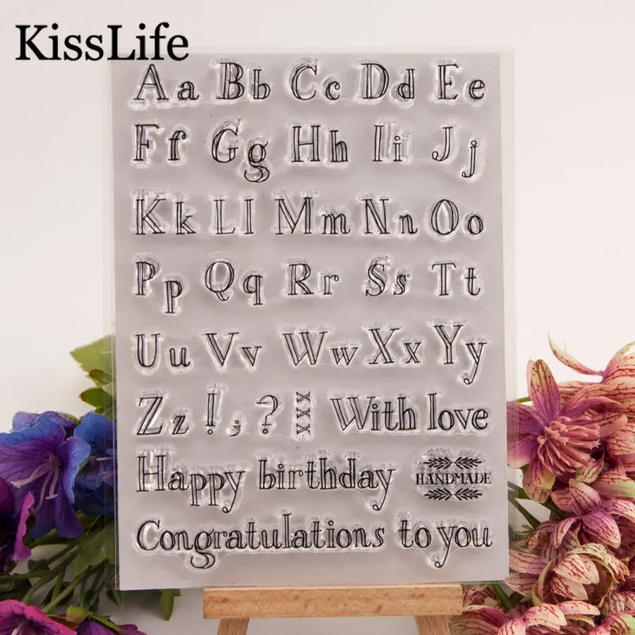 1 лист букв алфавитов Поздравляем С Днем Рождения прозрачные резиновые штампы