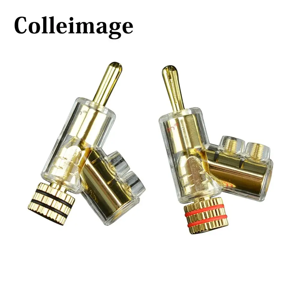 

Colleimage 4pcs lock Canana Connector Speaker Cable plug CS DVD Player Speaker Cable Banana plug Socket Connector