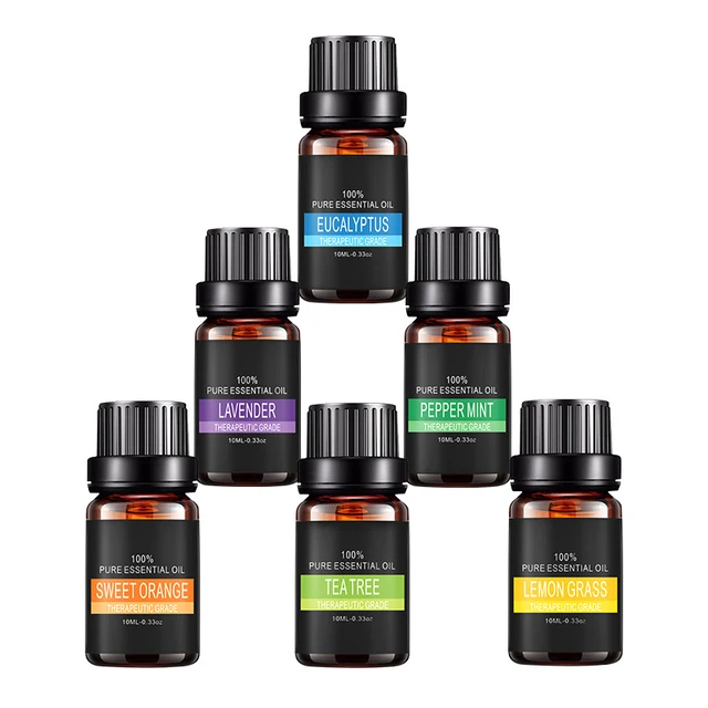 100% Pure Natural Essential Oils for Aromatherapy Diffusers Lavender Tea Tree Mint Lemon Water Soluble Relieve Stress Essence 4