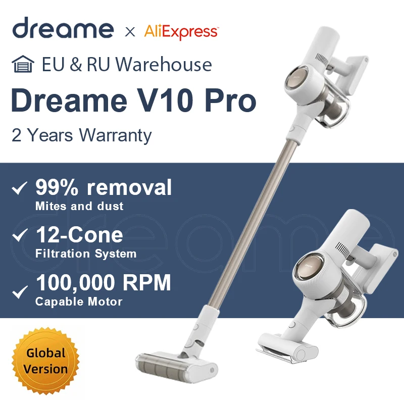 【Promo Code：GIFTWEEK1000】Беспроводной пылесос Dreame V10 Pro 22 кПа циклонный фильтр | Бытовая