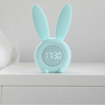 

Digital Rechargeable Temperature Display Sleep Trainer Rabbit Shaped Alarm Clock Touch Control Children Gifts Night Light Kids