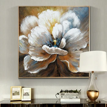 

Vintage Flower 100%Handmade Oil Painting Decorative Canvas Paintings Wall Art White Flower Poster Art Modern Home Decor
