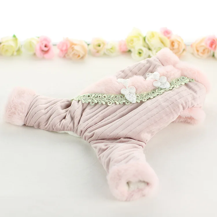 Kawaii зимняя одежда для собак четыре фута одежда для домашних животных Chiwawa jorkie Bomei платья в полоску