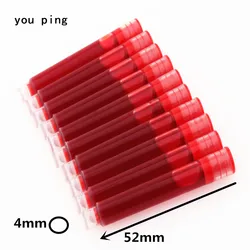 Premium Disposable Fountain Pen Ink Cartridges - Pack of 10 for School and Office Stationery (Red)