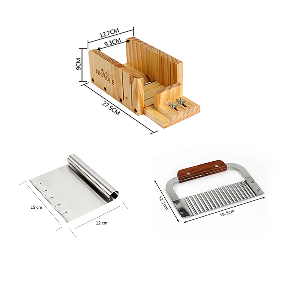 Full Soap Making Supplies Kit Small Loaf Silicone Mold with Wood Soap Beveler Planer,2 Pieces Stainless Steel cutters DIY