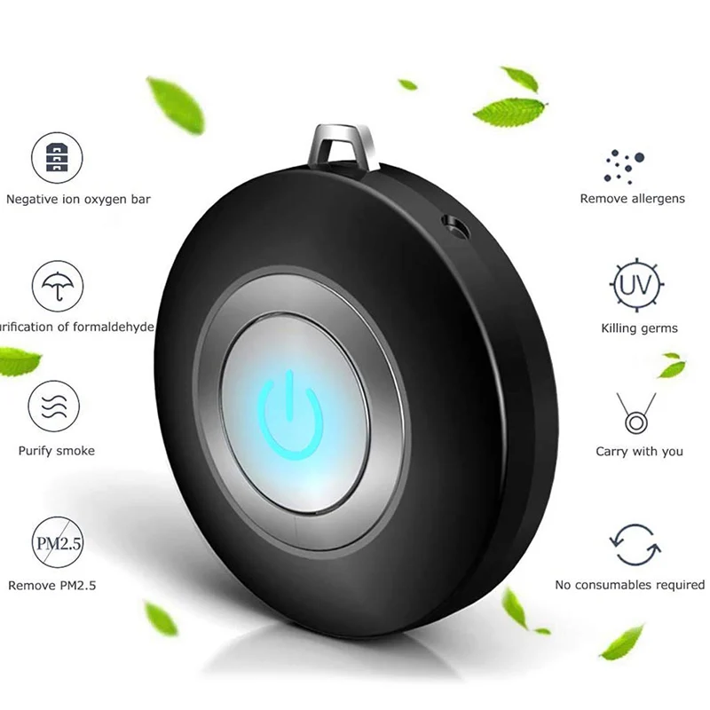 USB Portable Wearable Air Purifier, Personal Mini Air Necklace Negative Ion Air Freshener- No Radiation Low Noise for Adults Ki