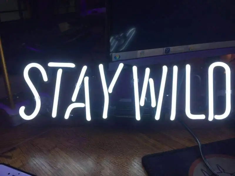 New Stay Wild White Neon Sign Acrylic Gift Light Lamp Bar Wall Room  14"x10" 