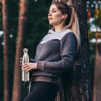 

Stainless Steel Sports Water Bottle Insulated Vacuum Flask Double Wall Hot Cold Water Bottle 350/500/750ML bouteille inox