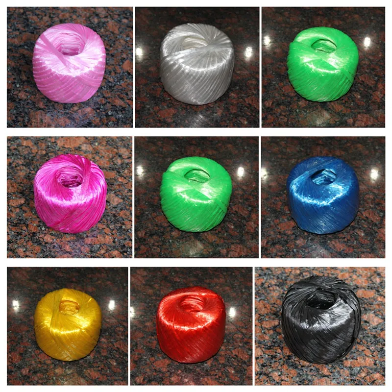 Corde de embalaje de flejado de plástico, película de lágrima con cinturón de embalaje de cuerda de bola de hierba, cordón de nailon para flores, Corda plana de plantas, marca