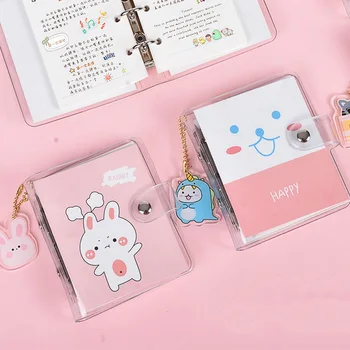 

70 Sheets Cute Transparent 3 Ring Loose-leaf Hand Book Portable Mini Notebook Kawaii Ring Binder School Stationery Supplies