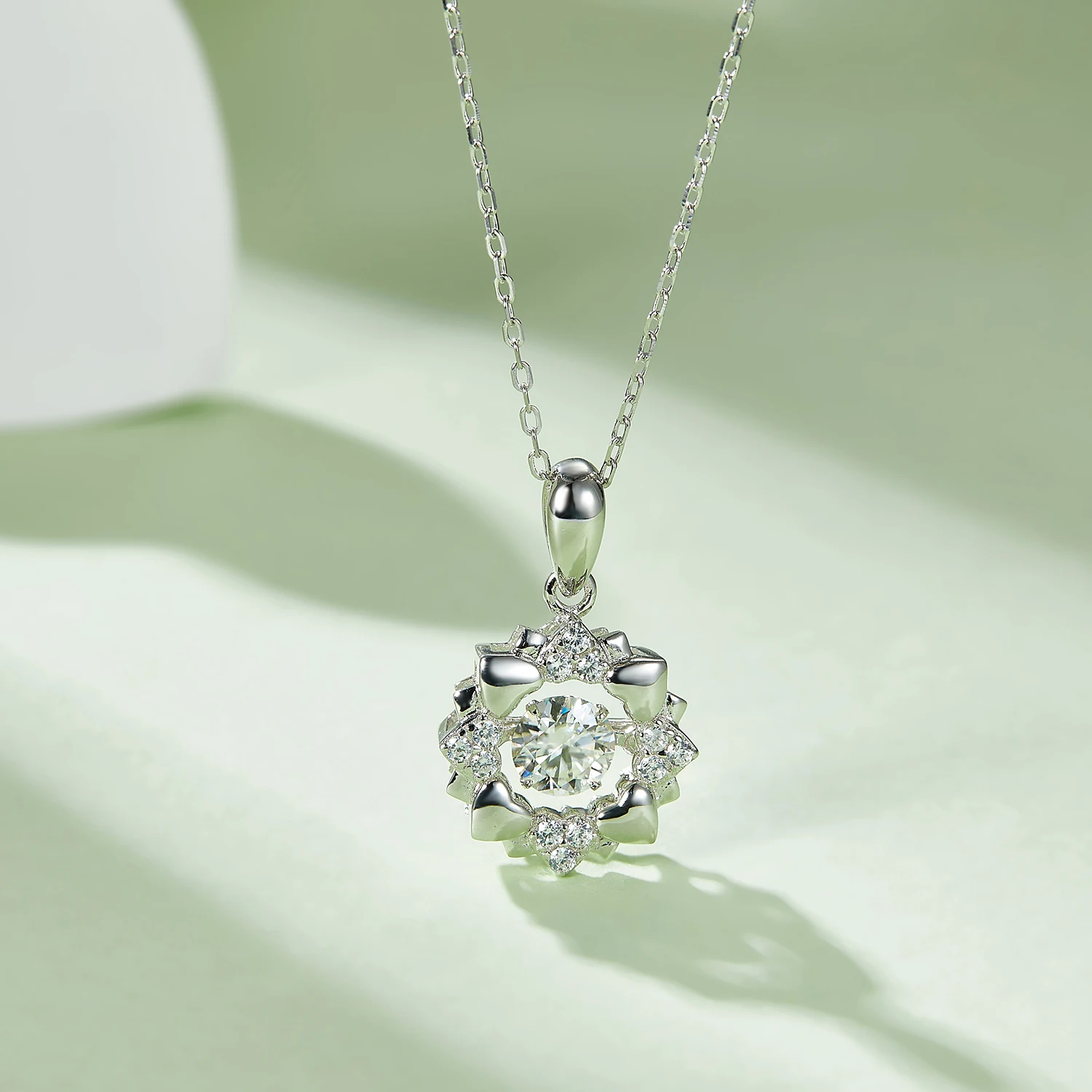 RICA FELIZ 925 Sterling Silver Kaleidoscope Style Necklace 5.0mm 0.5Ct Moissanite Dancing Diamond Pendant Necklace For Women RicaFeliz • 2022