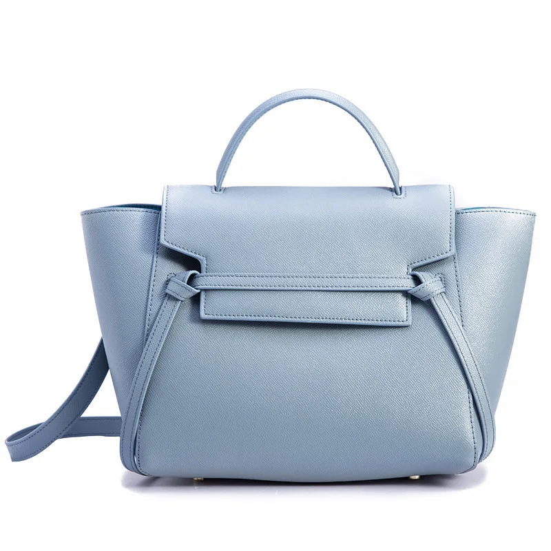 Large-linen blue Кожаная женская сумка на одно плечо с кожаными крыльями - Цвет: Large-linen blue