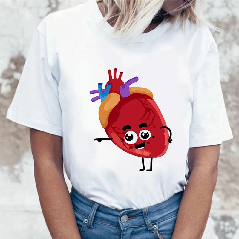 

Women T shirts Healthy Heart Leopard Printed Trend Style O-Neck T-Shirt Summer Short Sleeve Casual female T-shirt Tops